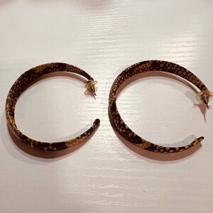 Brown and Tan Hoop Earrings